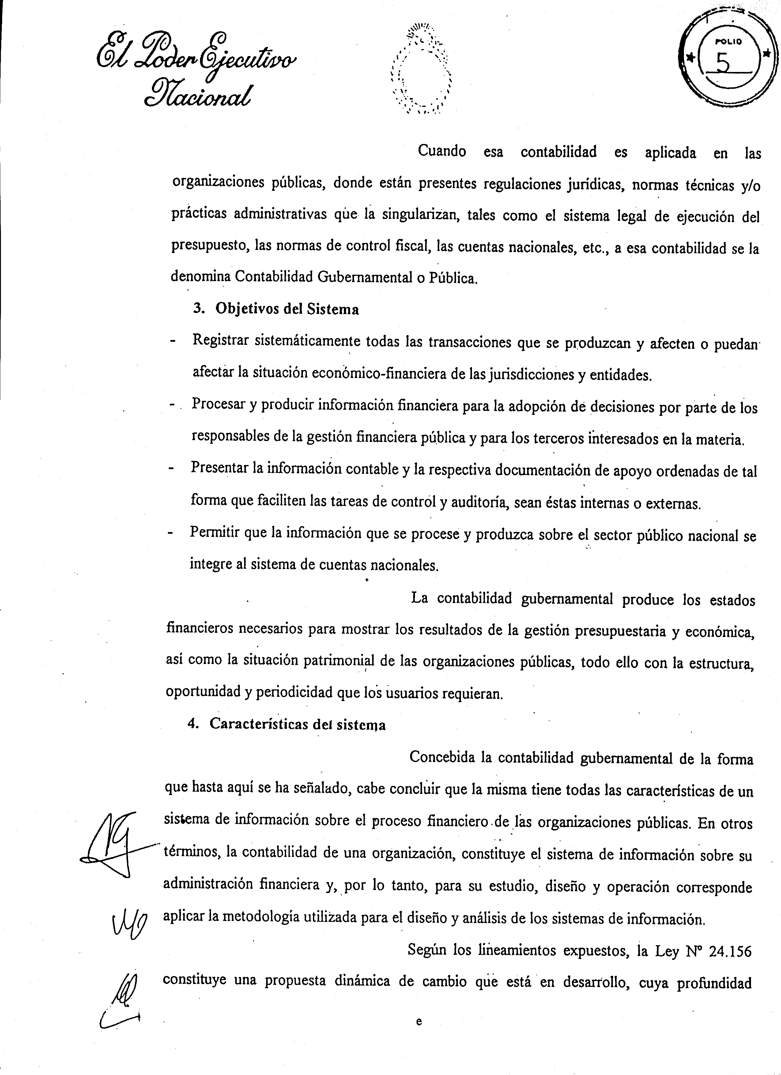 Foja 5 del Mensaje Original elevado al Honorable Congreso de la Naci�n